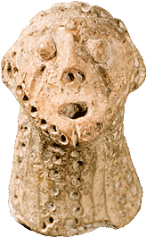   6. Mâner antropomorf de capac, reprezentând o zeitate masculină, perioada timpurie sau mijlocie a culturii Cucuteni-Tripolie - Epoca eneoliticului